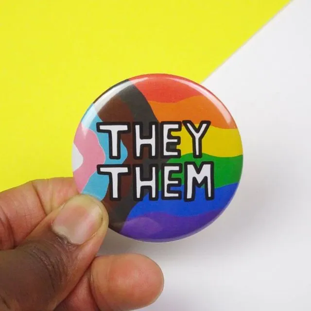 They/them pronouns button badge - Pack of 5