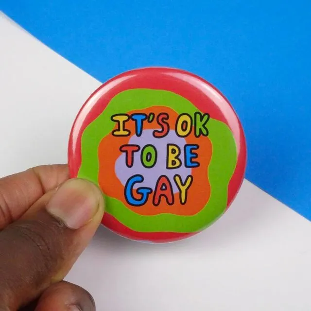 Large its okay to be gay button badge - Pack of 5