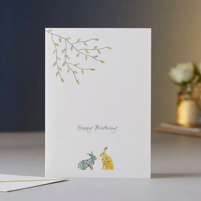 Two Hares Birthday Card