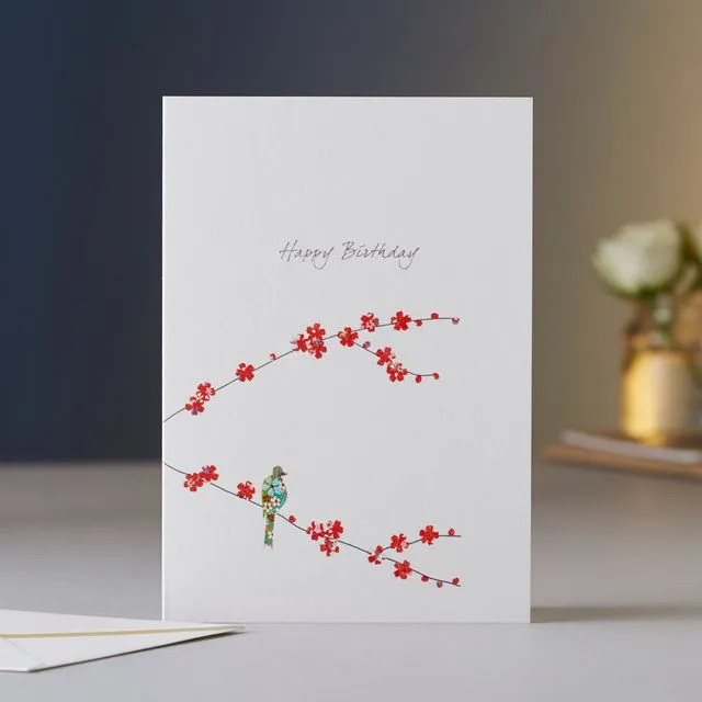 Blossom & One Bird Birthday Card
