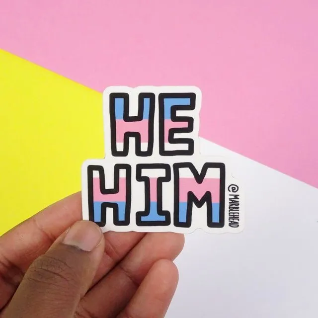He/him pronouns vinyl sticker - Pack of 5