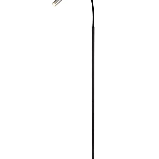 Lacey Floor Lamp, 1 Light Adjustable Switched, 7W LED, 3000K, 436lm, Black/Aluminium, 3yrs Warranty