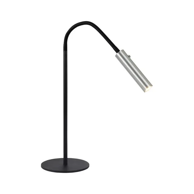 Lacey Table Lamp, 1 Light Adjustable Switched, 7W LED, 3000K, 436lm, Black/Aluminium, 3yrs Warranty