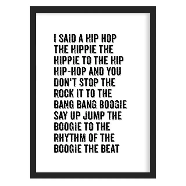 Hip Hop Lyric Print - Rappers Delight Sugarhill Gang - Framed or Unframed