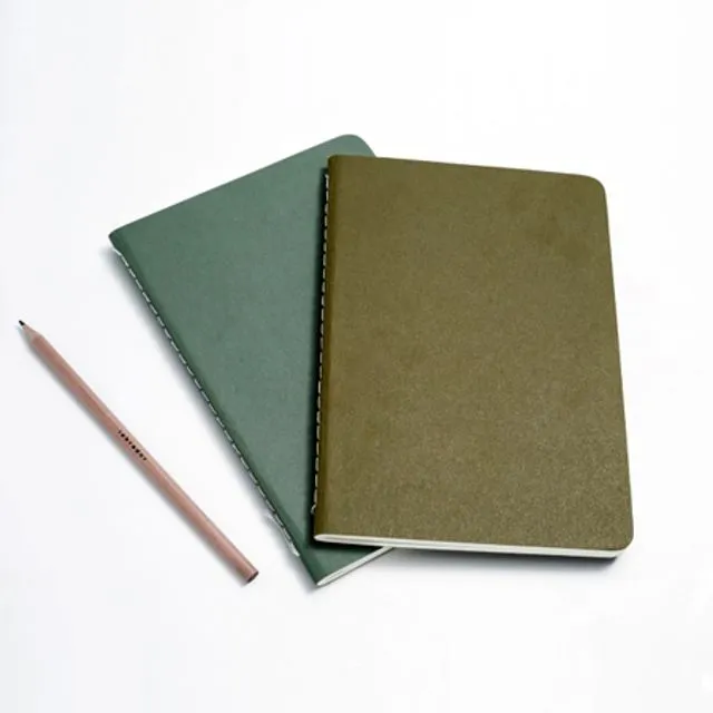 Recycled paper "Stitch" notebooks - Olive