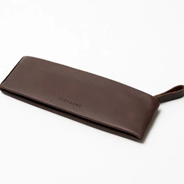 Zipped leather case - Chocolate Brown