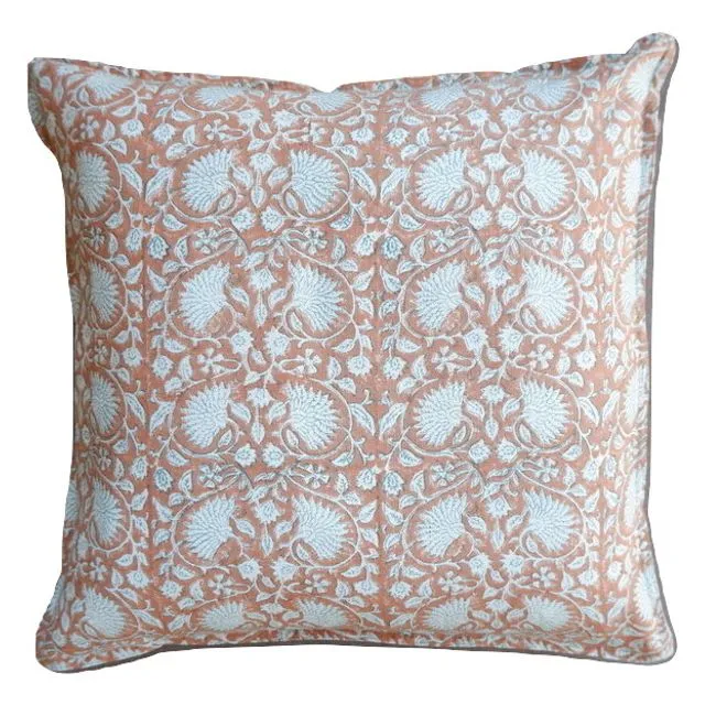 Cushion cover 'Cornflower' Cinnamon/Seagreen, Large 50 x 50 cm