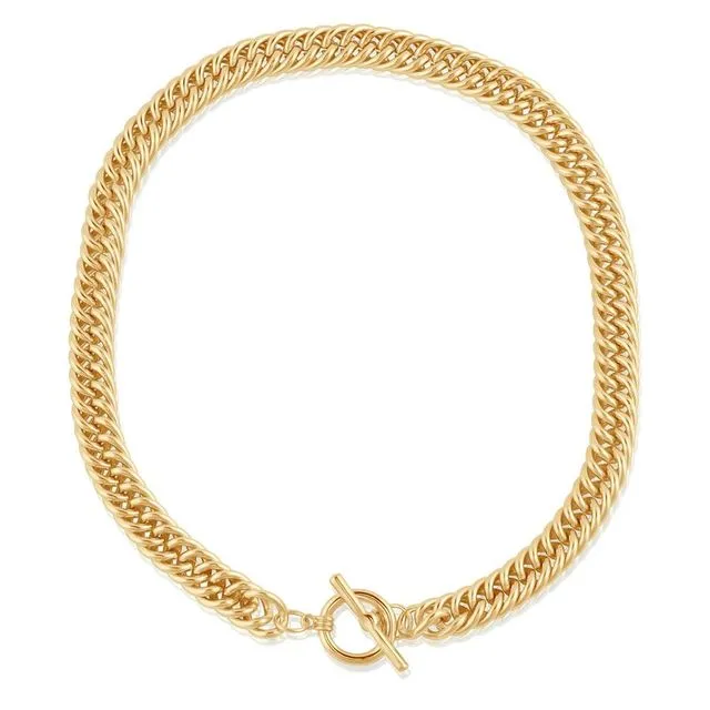 Molly Curb Chain Statement Tbar Necklace - Gold