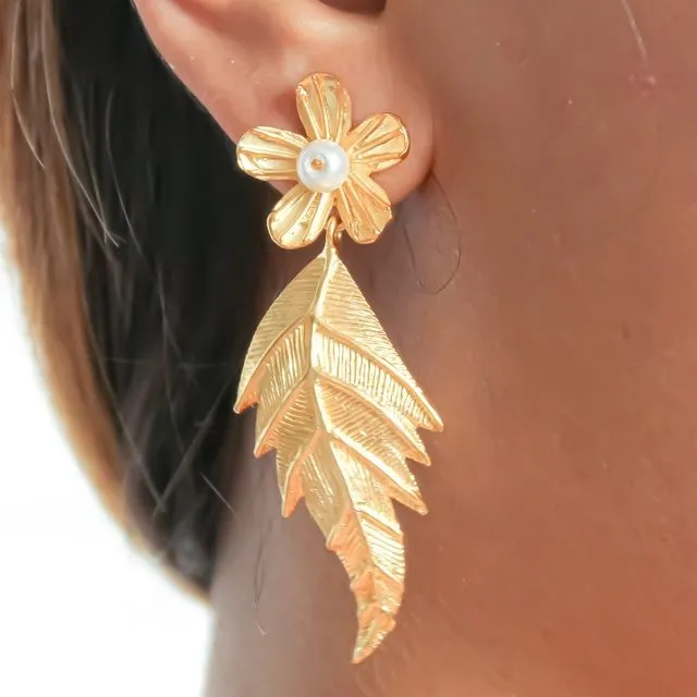 Asopalav Golden Leaf Earrings