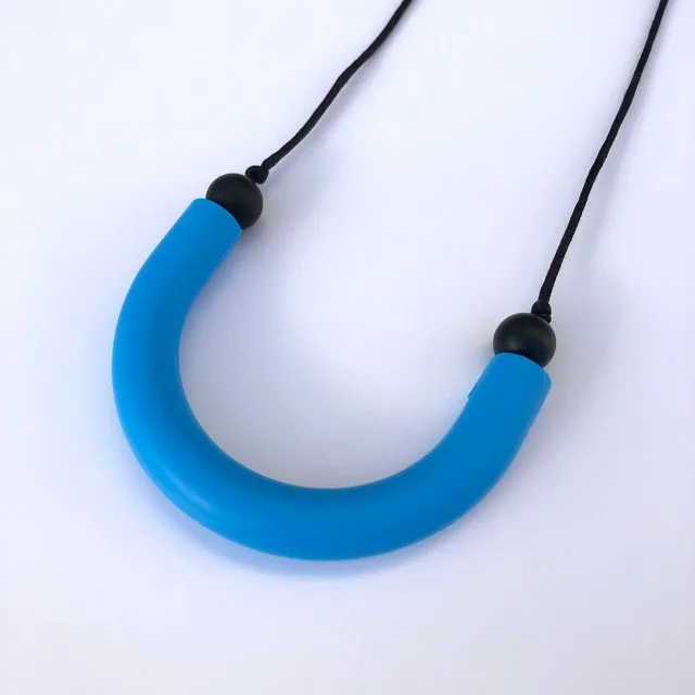 Sky blue U shaped teething pendant