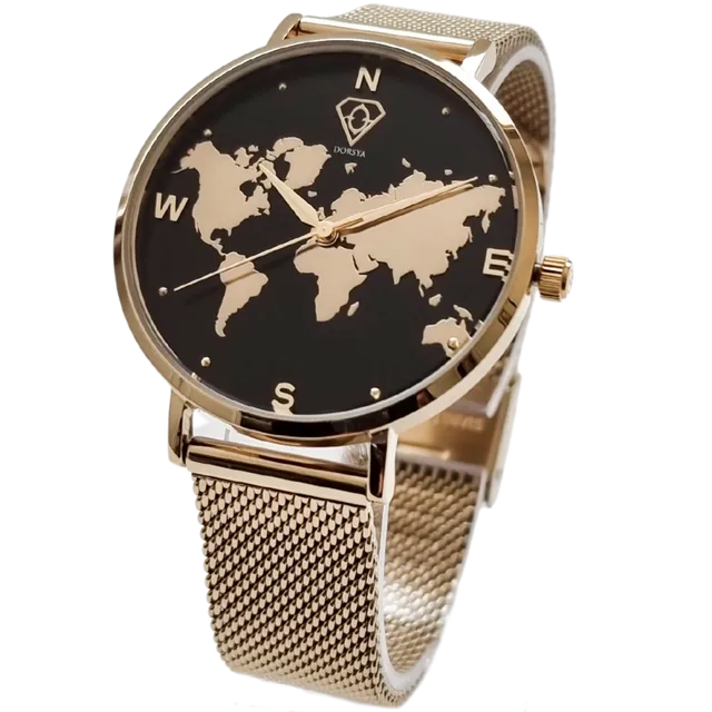 Alectrona Carte du Monde Gold Watch