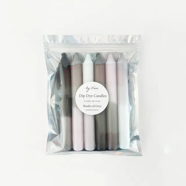 Dip Dye Candles in Set: Shades of Grey