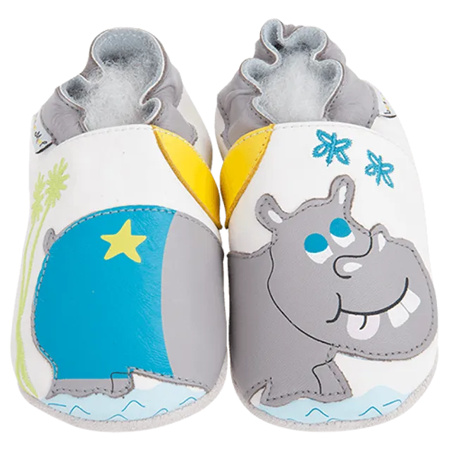 Soft Leather Baby Slippers Hippopotamus Kid shoes