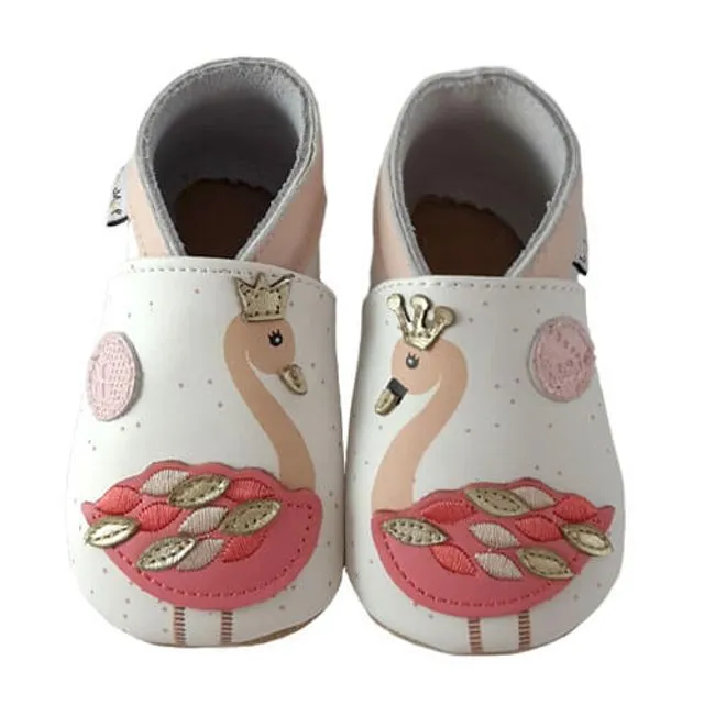 Soft Leather Baby Slippers Pink Flamingos Kid shoes