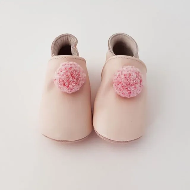 Baby Slippers With Pompoms Pastel Pink Kid shoes