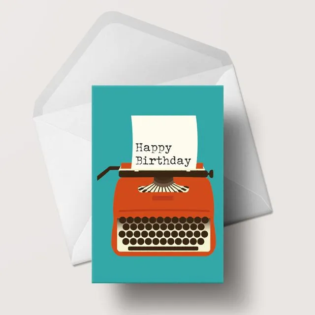 Orange Typewriter Birthday A6 Card