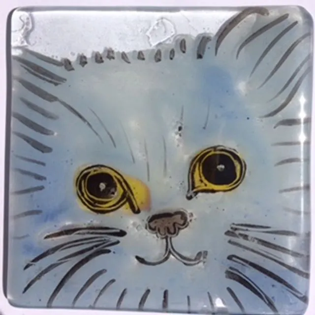 Pale blue Persian cat coaster