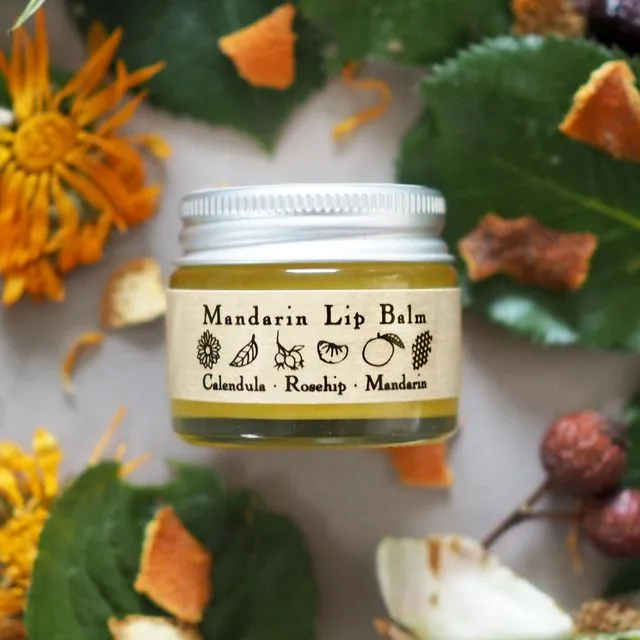 Mandarin Lip Balm - Organic Rosehip, Calendula, Beeswax - 15ml