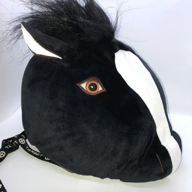 Pony riding hat , bike helmet cover - Black
