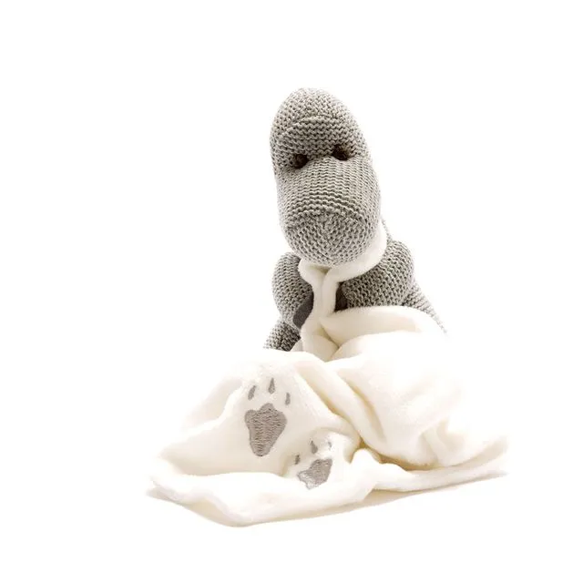Knitted Grey Diplodocus Dinosaur Baby Soft Toy
