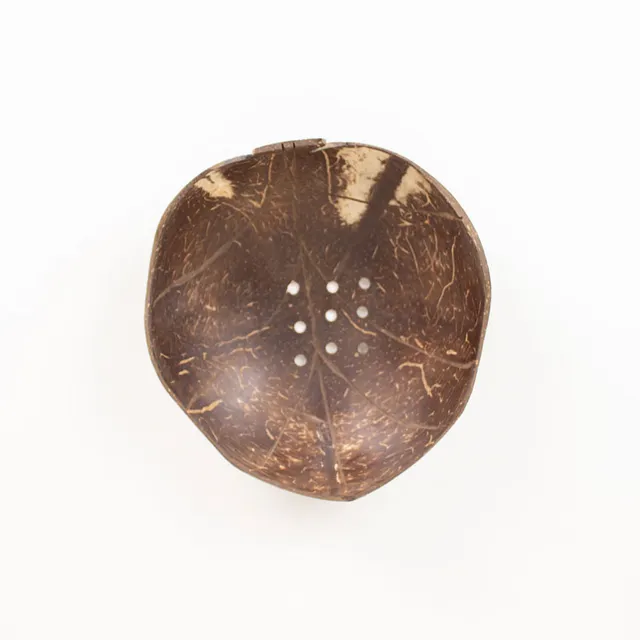 Coconut Shell Soap Dish - Leaf Hand-Carved