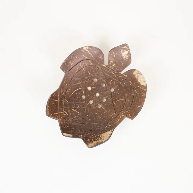 Coconut Shell Soap Dish - Turtle Hand-Carved