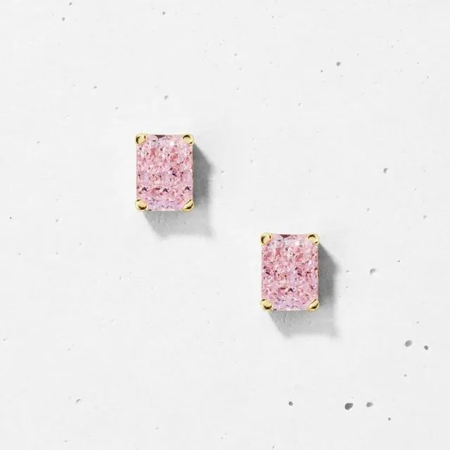 CRUSHED ICE RECTANGULAR STUD EARRINGS - 925 STERLING SILVER