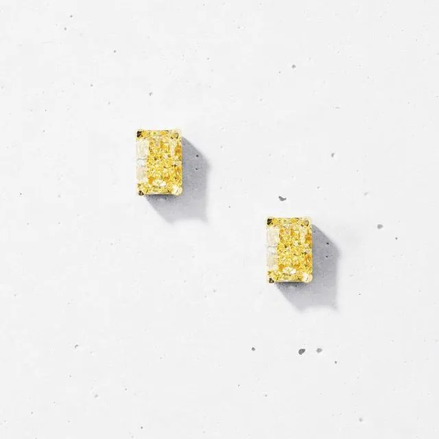 CRUSHED ICE RECTANGULAR STUD EARRINGS - 925 STERLING SILVER