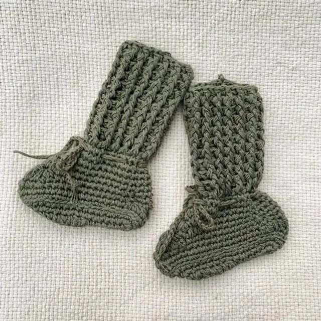 Organic Cotton Tall Cotton Booties - Olive