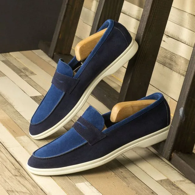 Marine Navy Suede Moc Loafers