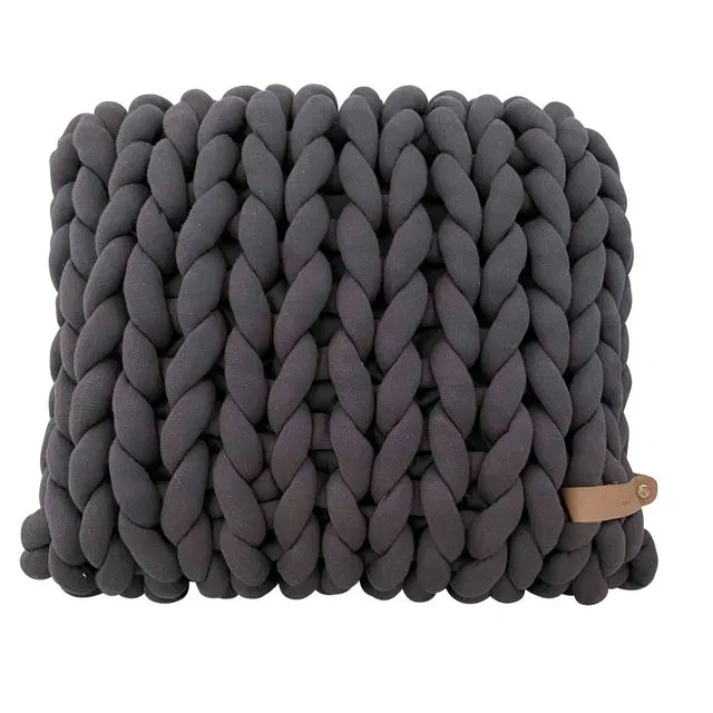 XXL Chunky Knit Pillow Cotton Tube, Darkgrey