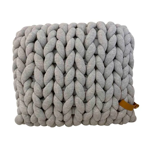 XXL Chunky Knit Pillow Cotton Tube, Lightgrey