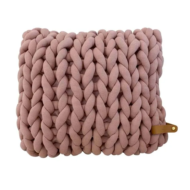 XXL Chunky Knit Pillow Cotton Tube, Mauve