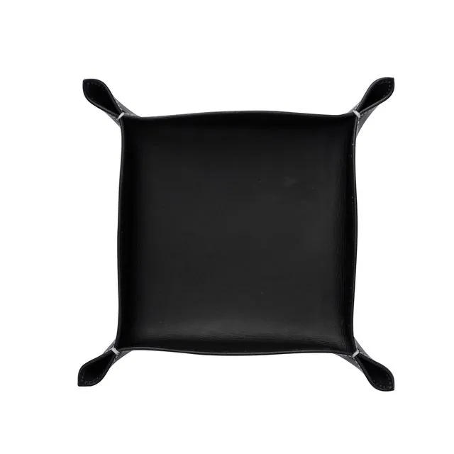 Leather bowl pocket emptier Corium 20 x 20 cm, black