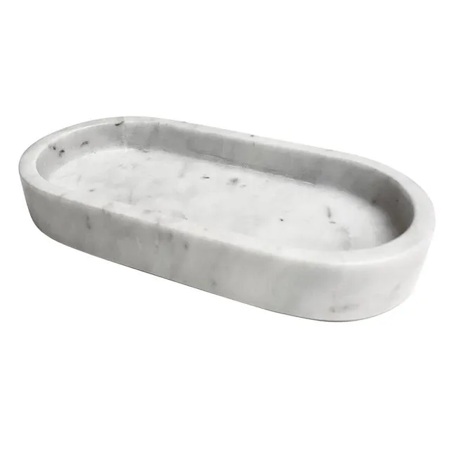 Marble Tray, oval white