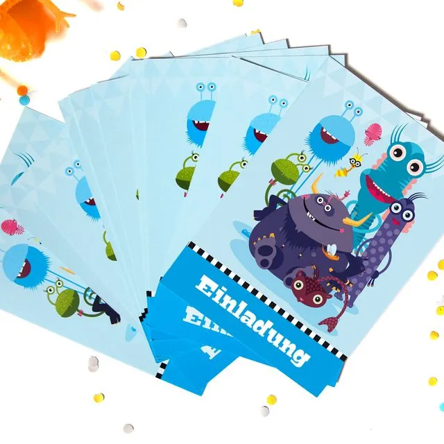 Pack of 5 invitation cards (German) children's birthday