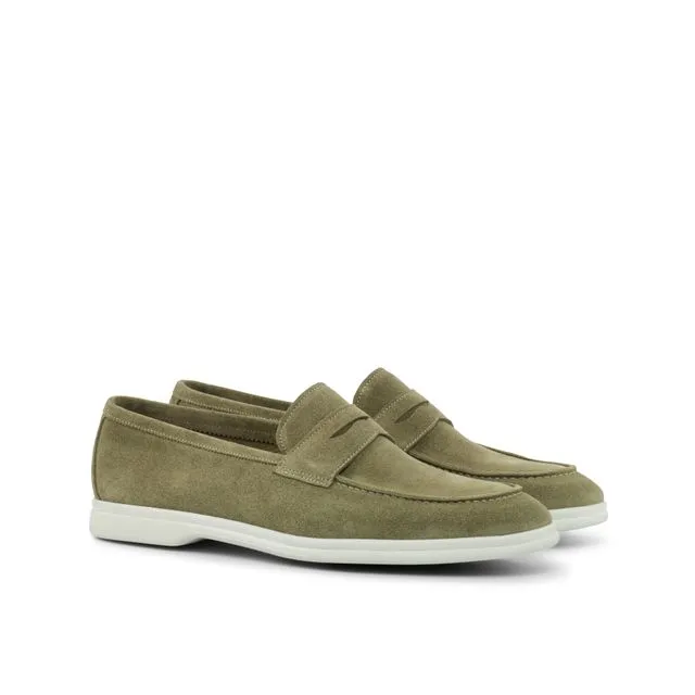 Olive Suede Moc Loafers