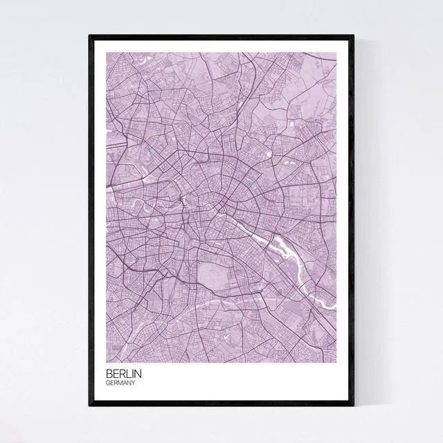 Berlin City Map Print - Pastel Purple