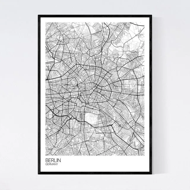 Berlin City Map Print - White/Grey