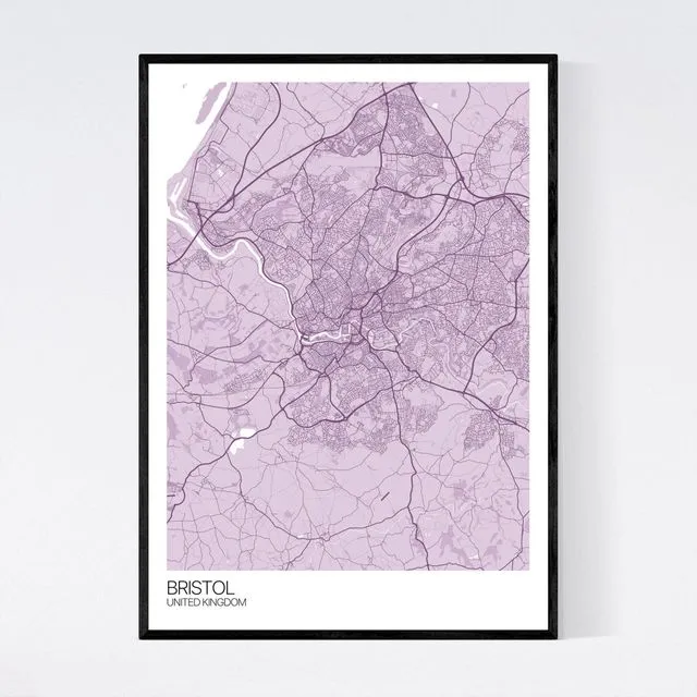 Bristol City Map Print - Pastel Purple
