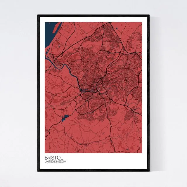 Bristol City Map Print - Red/Blue