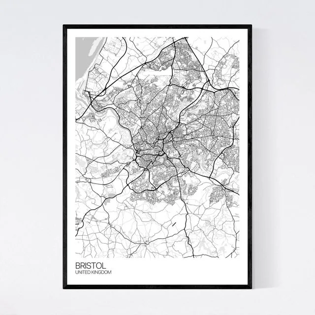 Bristol City Map Print - White/Grey