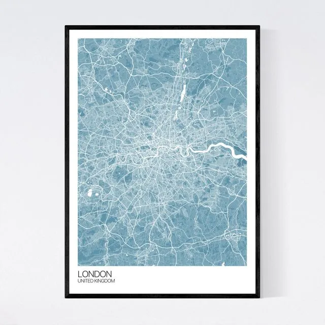 London City Map Print - Pastel Blue