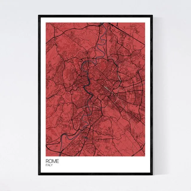 Rome City Map Print - Red/Blue