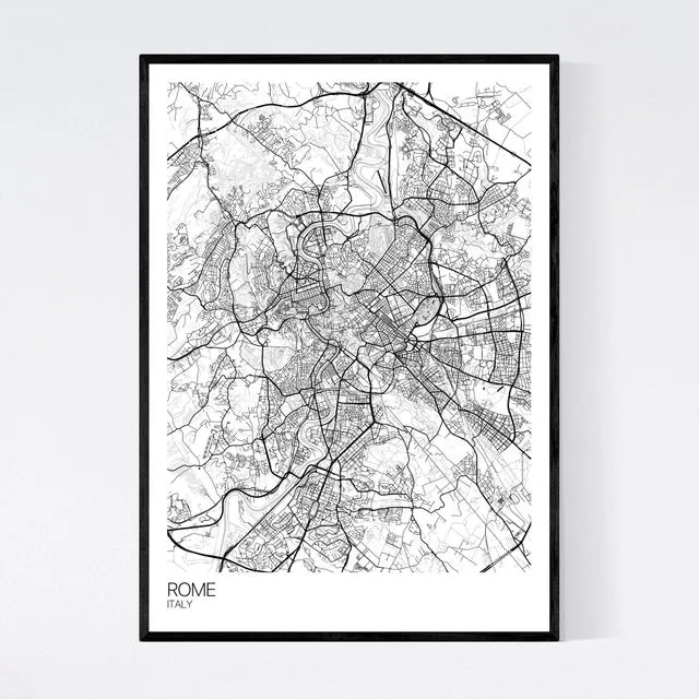 Rome City Map Print - White/Grey