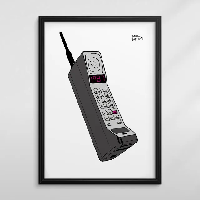 RETRO 1987 MOBILE PHONE A3 ART PRINT