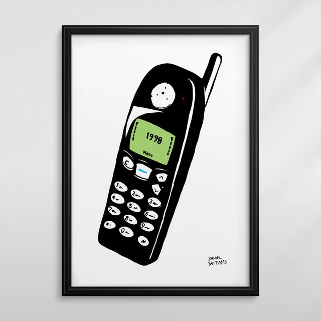 RETRO 1998 MOBILE PHONE A3 ART PRINT