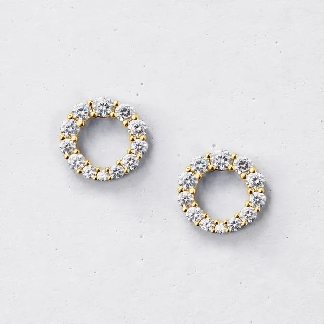 MINI ROUND GRADIENT INFINITY STUD EARRINGS 925 STERLING SILVER - COLOUR GOLD