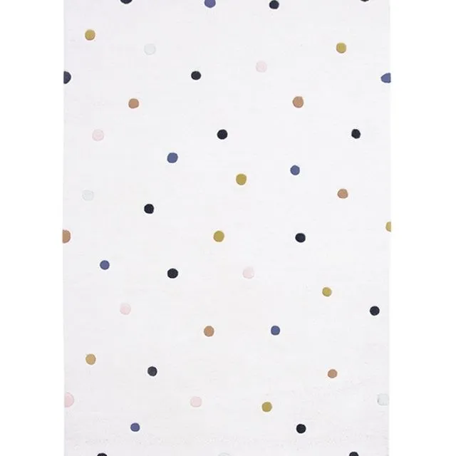 Rectangular cotton rug multicolored dots