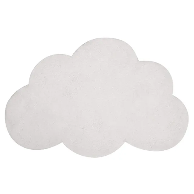 Children's room rug in the shape of a white cloud